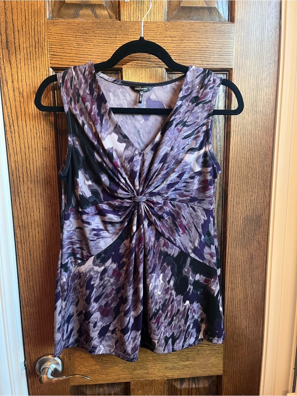 Daisy Fuentes Purple Printed Twist-Front Sleeveless Camisole